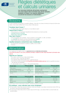Règles diététiques et calculs urinaires